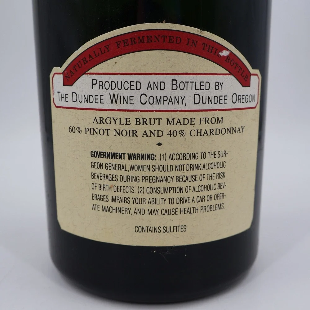 Argyle Brut Oregon Sparkling Wine 3L Empty Bottle 1989 Willamette Valley Green